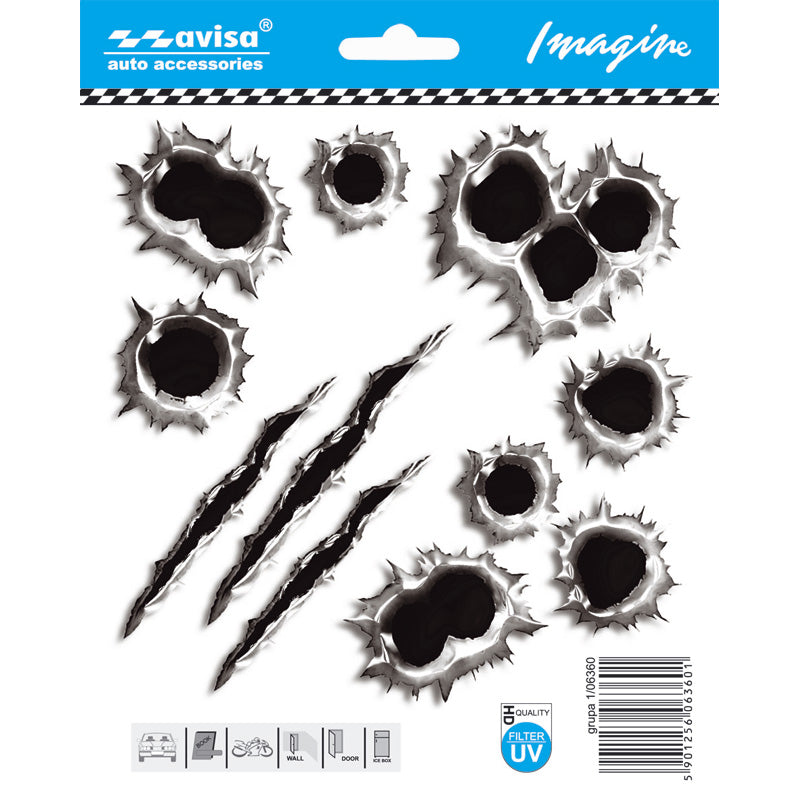 Avisa, Auto Tattoo Klistermærke Shotgun Monstre - 14,7x14x7cm