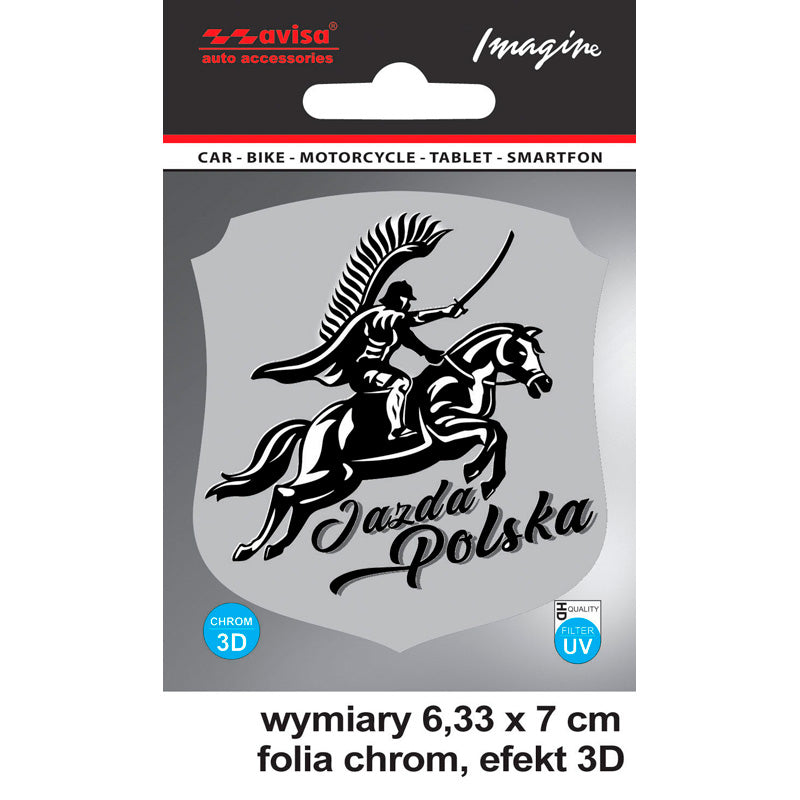 Avisa, Husar 3D Krom AutoTattoo Sticker med UV Filter - 6,33 x 7 cm