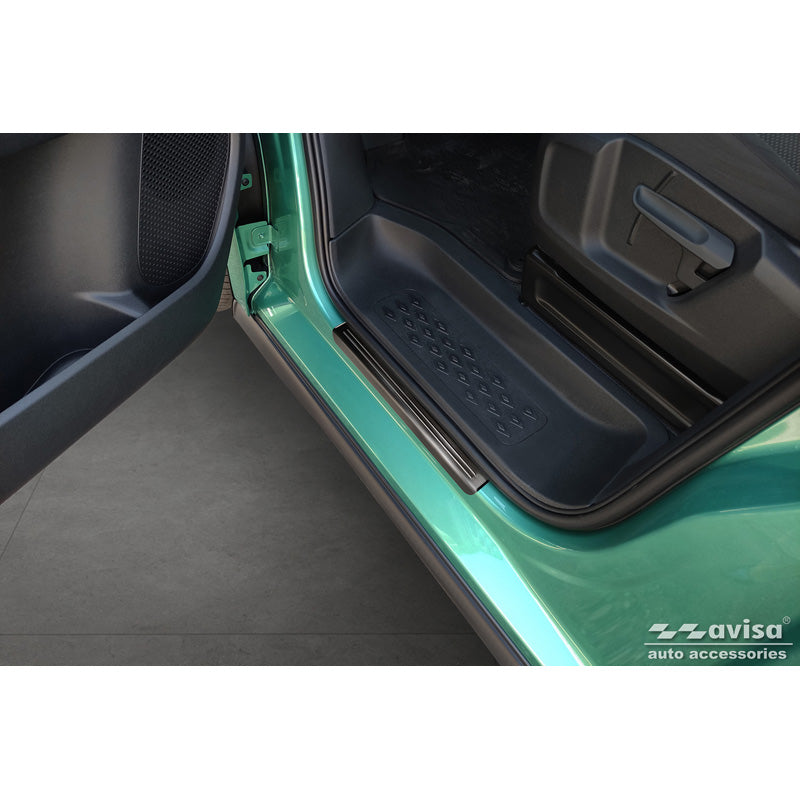 Avisa, Trinbeskyttere, Sort, Rustfritstål, passer til Volkswagen ID.Buzz 2022- - 'Lines' - 2-dele