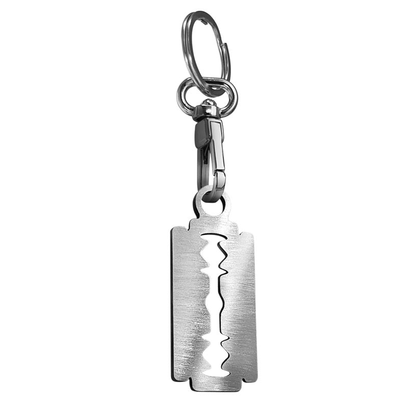 Avisa, Nøglering i rustfrit stål - 'Razor Blade' - Sølv - 6x8,8cm