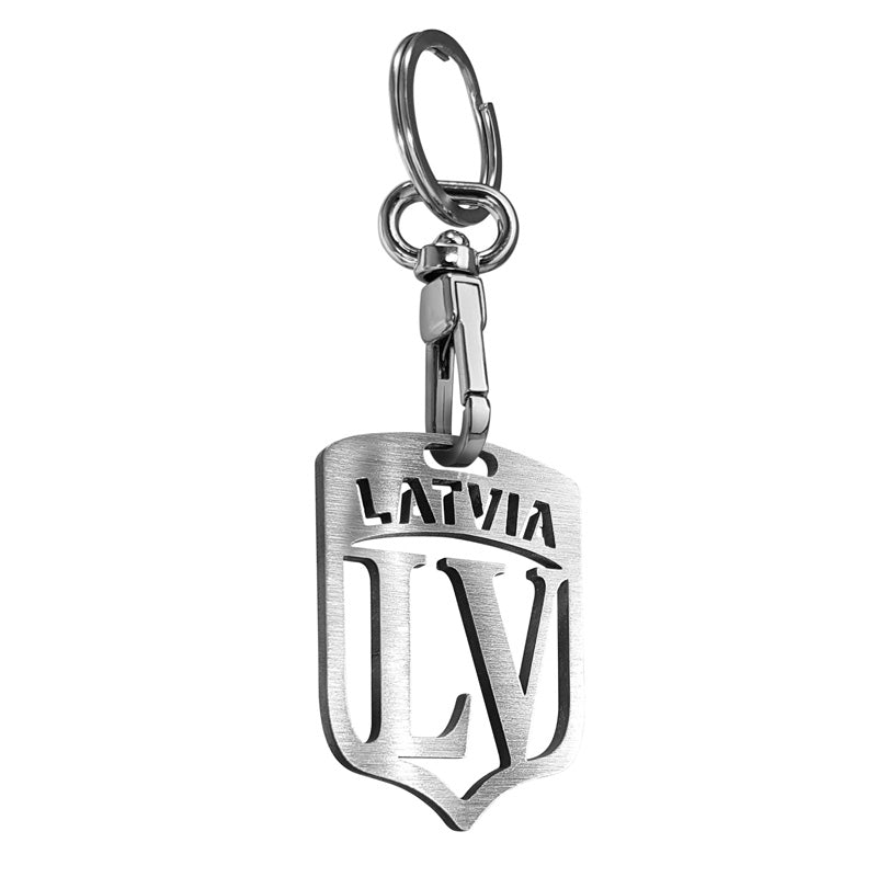 Avisa, Nøglering i rustfrit stål - 'Letland' - 6 x 10,8 cm - Sølv