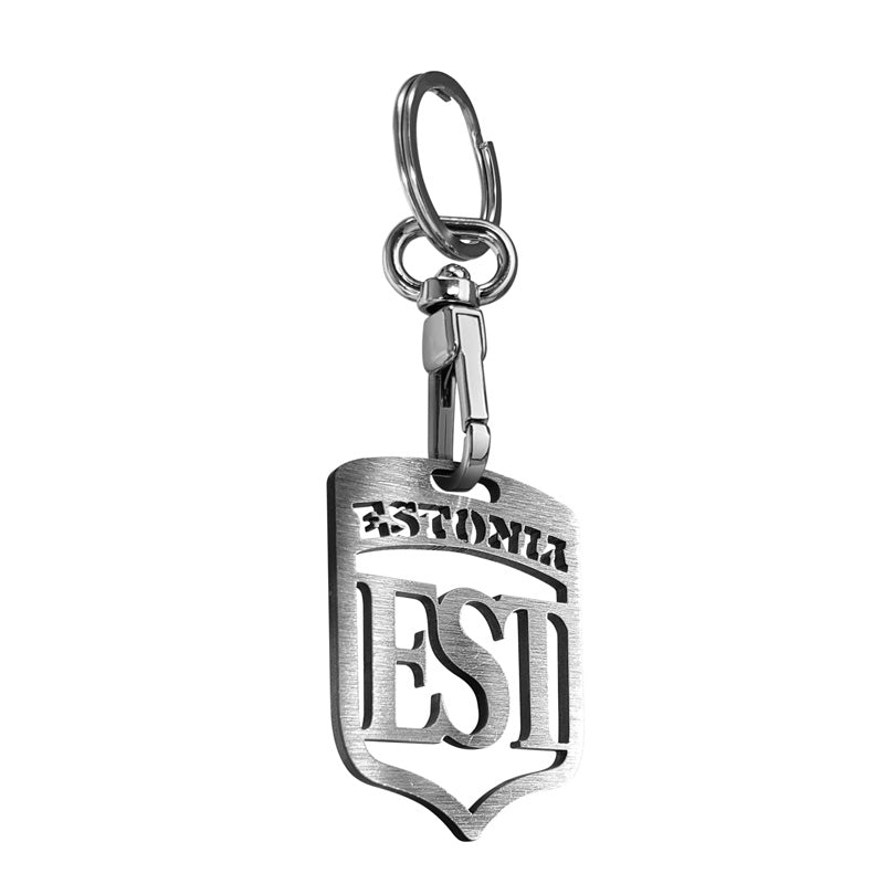 Avisa, Nøglering i rustfrit stål - 'Estland' - Sølv - 6x10,8cm