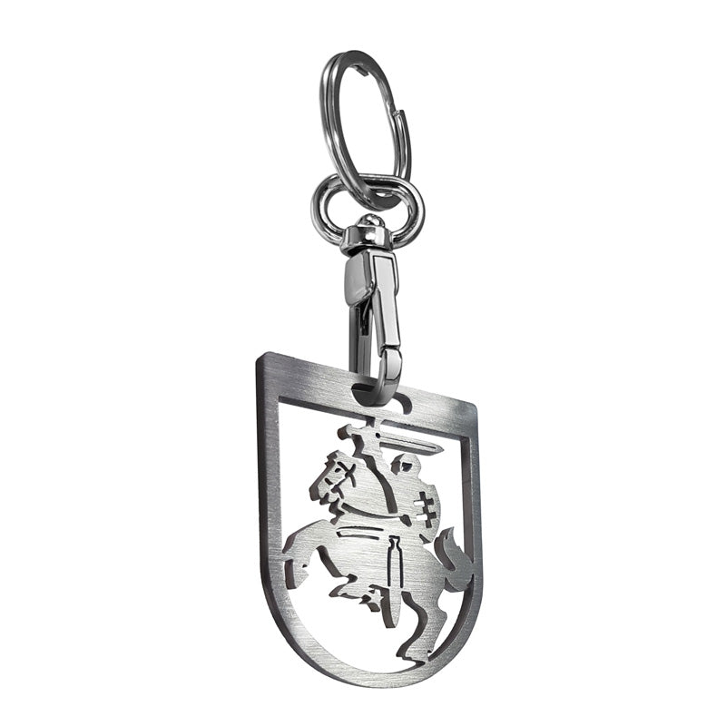 Avisa, Nøglering i rustfrit stål - 'Litauen' - Sølv - 5,6x10,9cm