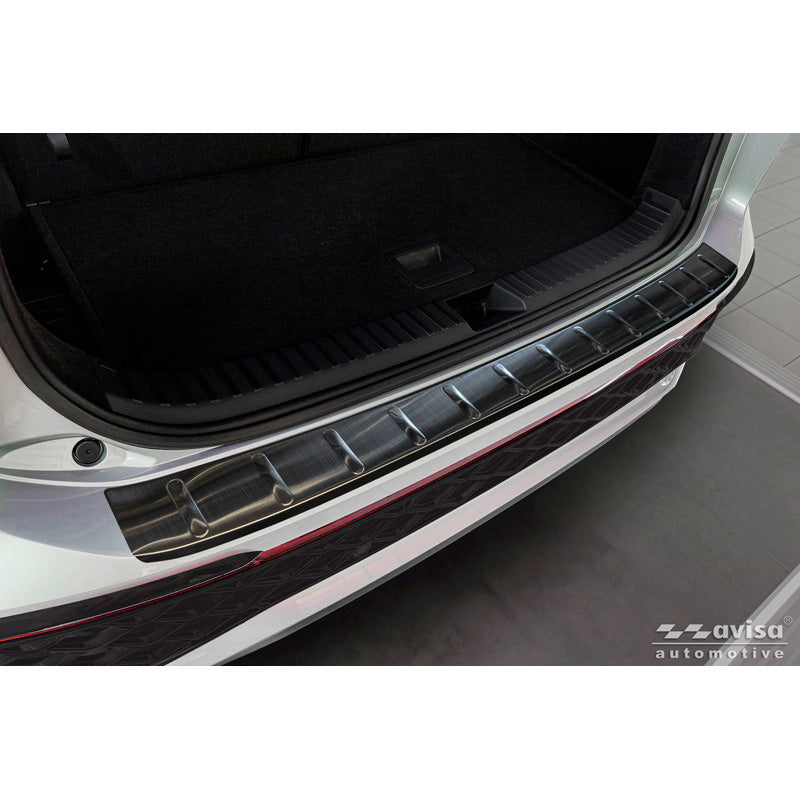 Avisa Black Stainless Steel Rear bumper protector suitable for Volkswagen Tayron 2024- 'Ribs'