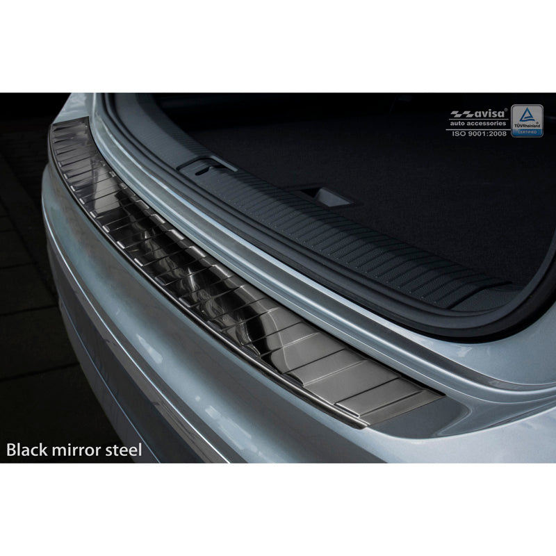 Avisa, Bagkofangerbeskytter, Blank Sort, Rustfritstål, passer til Volkswagen Tiguan II incl. Allspace & R-Line 2016-2020 & FL 2020-2024 'Ribs'