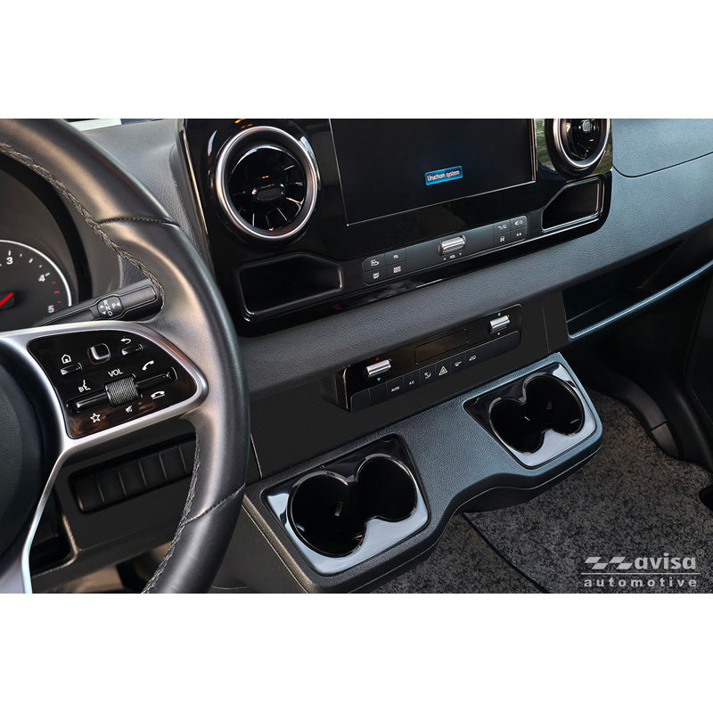 Avisa Stainless Steel cup holder trim cover (2pcs) suitable for Mercedes Sprinter III 2018- - Black