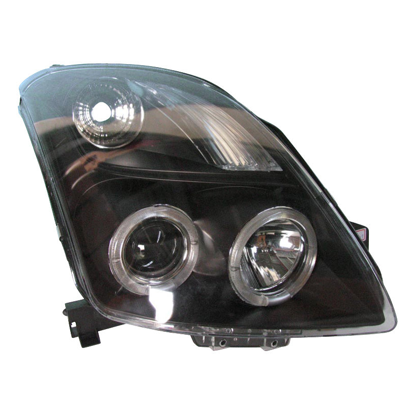 Forlygter, passer til Suzuki Swift II 2005-2010 - sort - incl. Halos - Type 2