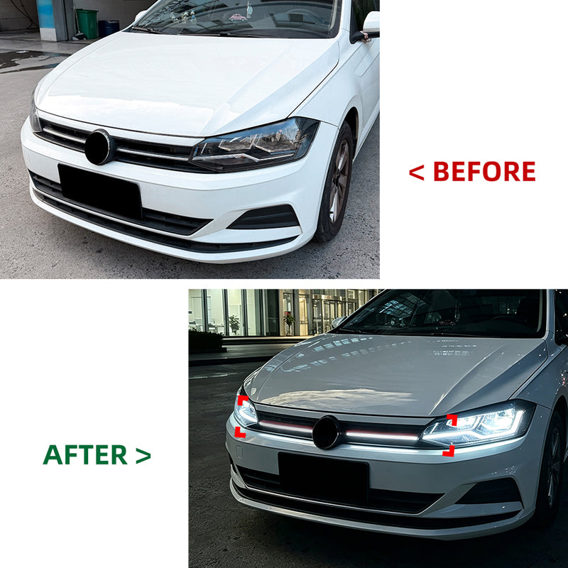 AutoStyle, Sportsgrill med LED-stribe, GTi-Look, passer til Volkswagen Polo VI (AW1) (2017-2021)