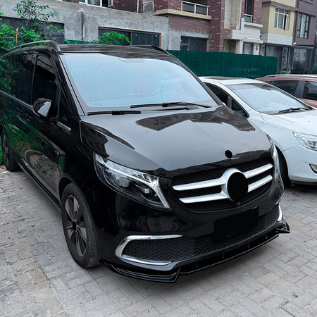 AutoStyle, Frontspoiler, Blank sort ABS, passer til Mercedes V-Class (W447) SE (2019-2023)