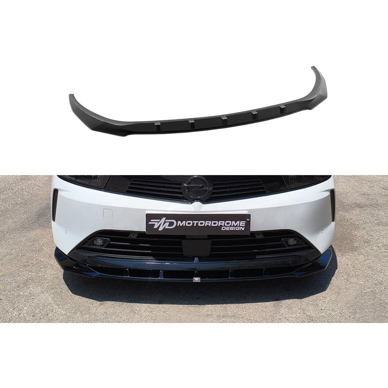 Motordrome Front spoiler suitable for Volkswagen Opel Astra L Hatchback + Sportstourer 2021- (ABS Gloss Black)