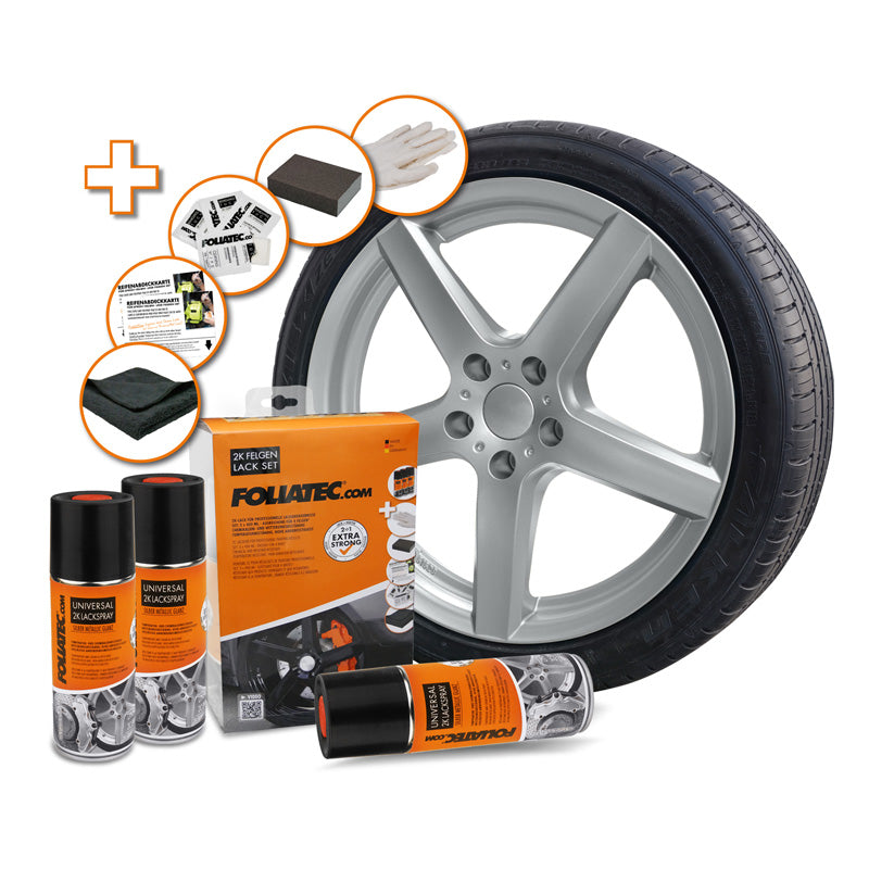 Foliatec Universal 2C Spray Paint Kit - silver metallic glossy 3x400ml