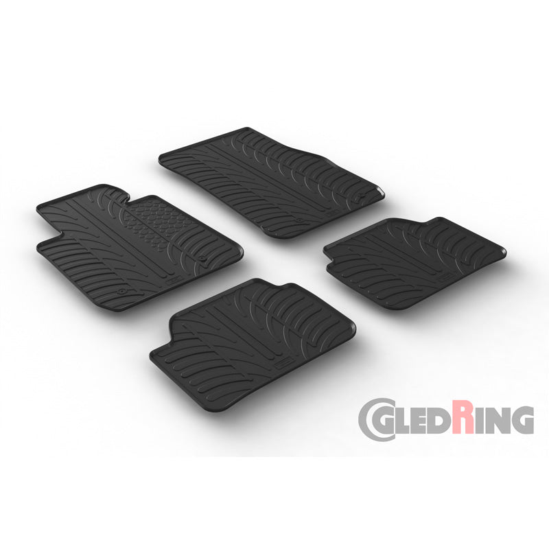 Gledring, Gummimåtter, passer til BMW 1-Series F20/F21 2011-2019 (T profile 4-dele + klips)