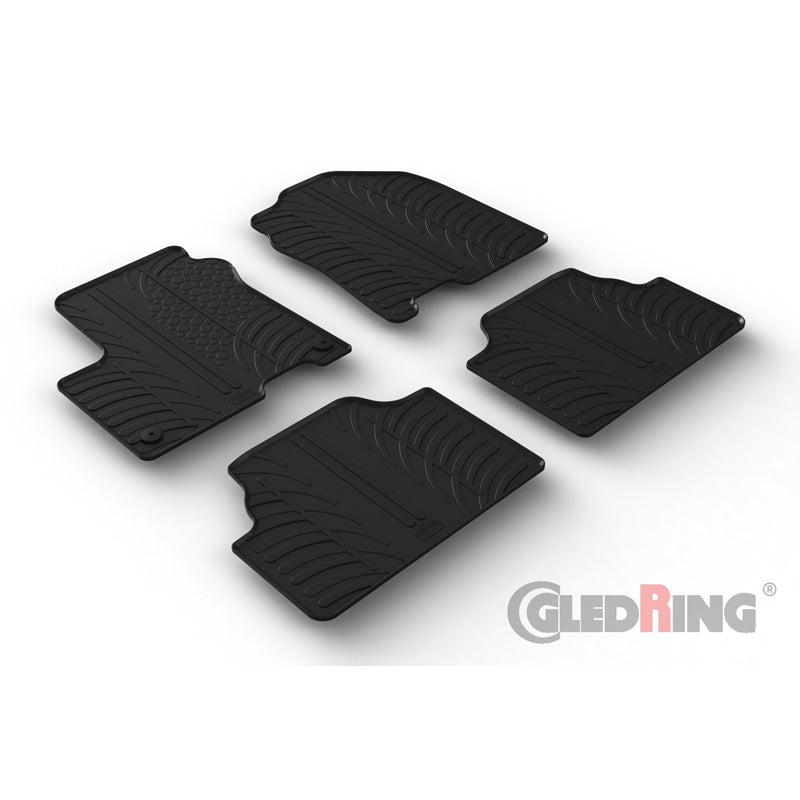 Gledring, Gummimåtter, passer til Hyundai Kona EV 4/2018- (T profile 4-dele + klips)