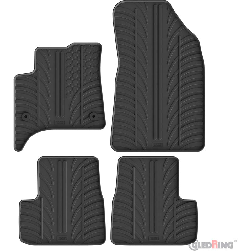 Gledring Rubber car mats set suitable for Fiat Grande Panda MHEV 2025- (T profile 4-pieces + mounting clips)