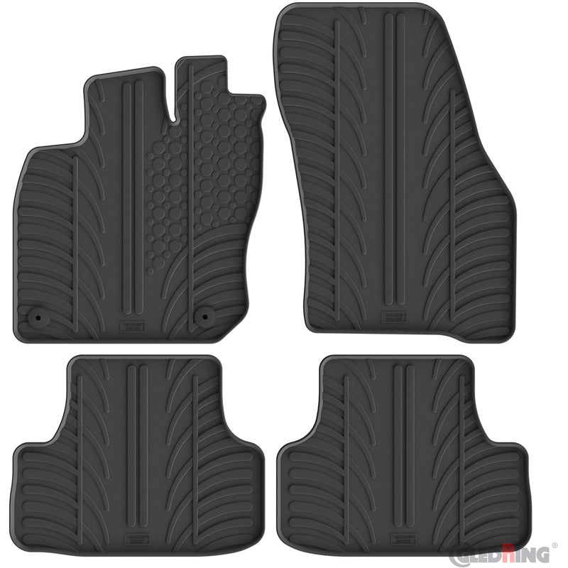 Gledring Rubber car mats set suitable for Volkswagen T-Roc II eTSI 2025- (T profile 4-pieces + mounting clips)
