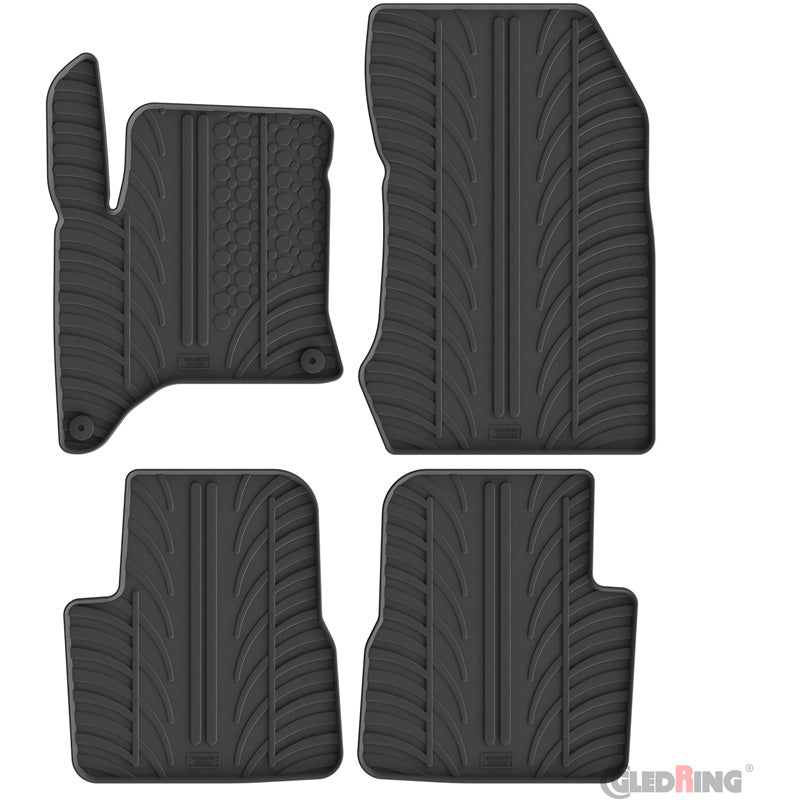 Gledring Rubber car mats set suitable for Citroën C4 III MHEV 2024- (T profile 4-pieces + mounting clips)