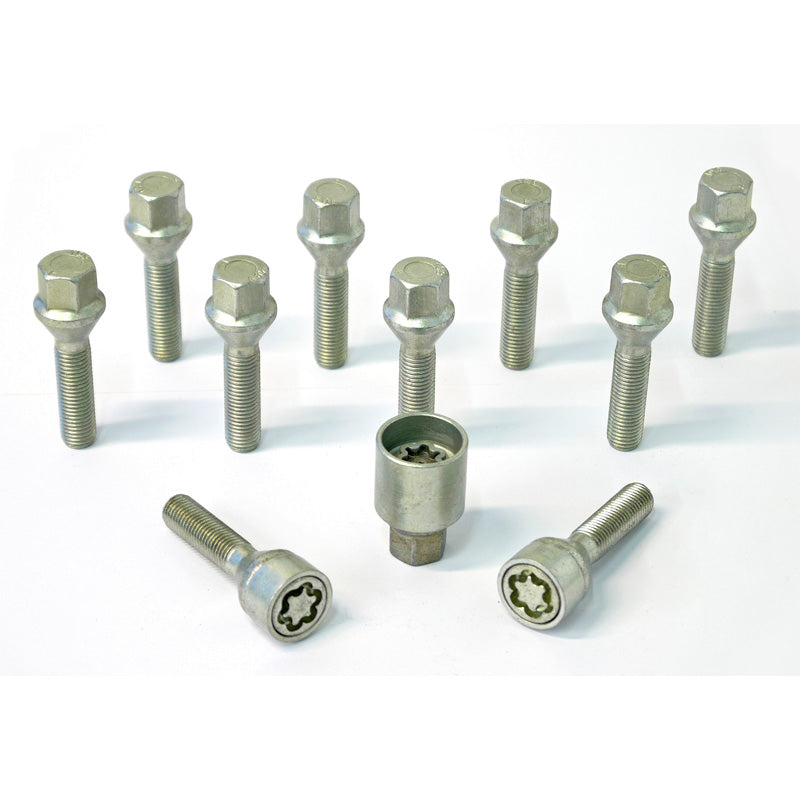 H&R, Wheel bolt Set Taper-Head M12x1.50 - længde 45mm - 10 pcs. - incl. wheel-locks