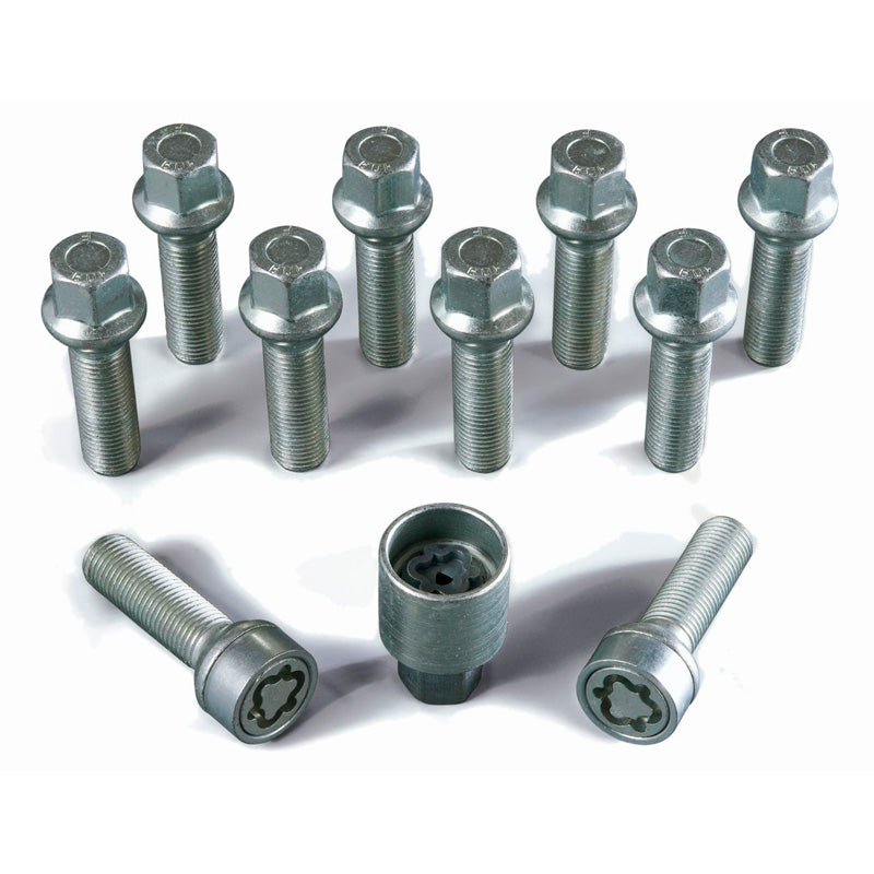 H&R, Wheel bolt Set Round-Head R13 M14x1.50 - længde 33mm - 10 pcs. (, passer til e.g. VAG) - incl. wheel-locks