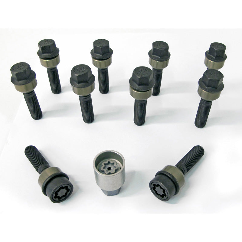 H&R, Wheel bolt Set Round-Head with movable cone R14 M14x1.50 - længde 54mm - 10 pcs. (e.g., passer til Porsche) - incl. wheel-locks