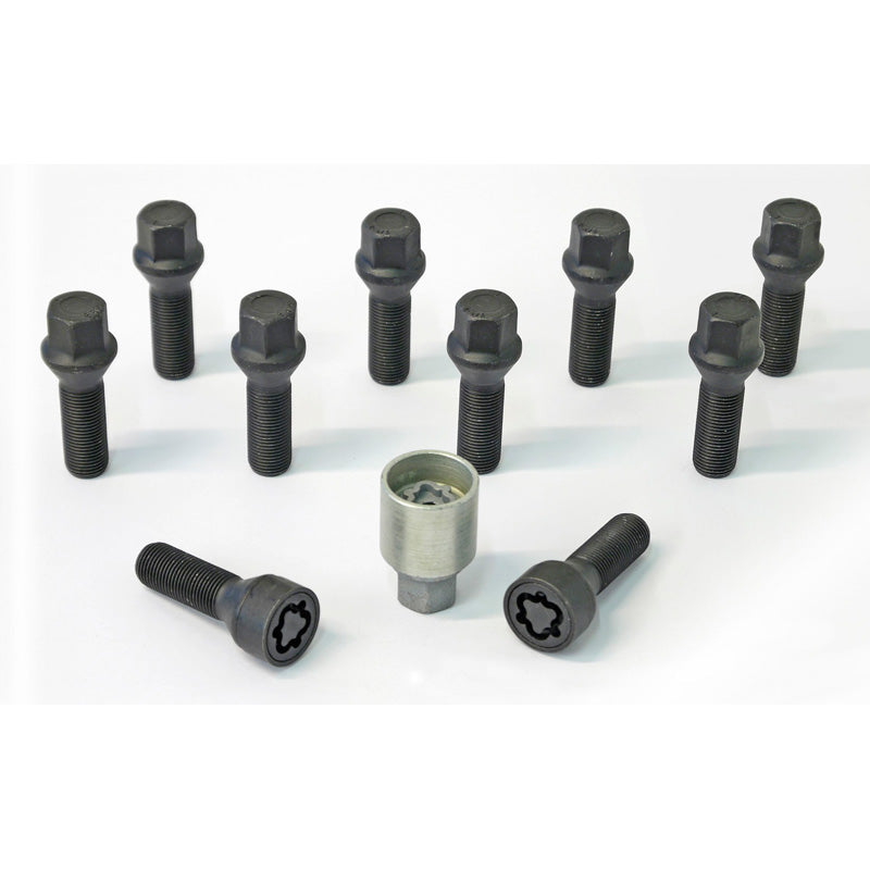 H&R, Wheel bolt Set Taper-Head M14x1.25 - længde 40mm - Black - 10 pcs. - incl. wheel-locks