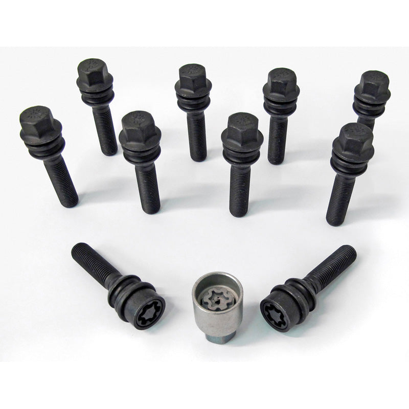 H&R, Wheel bolt Set Round-Head with movable cone R14 M14x1.50 - længde 56mm - Black - 10 pcs - incl. wheel-locks