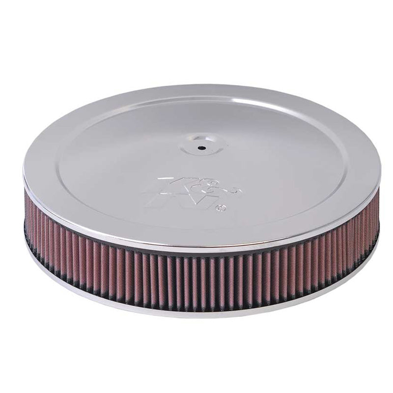 K&N Round Air Filter Assembly - 130mm flange, 356mm diameter, 64mm height (60-1400)