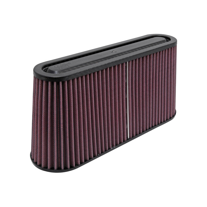 K&N Universal Air Filter - Carbon Fiber Top and Base - oval flange of 51x159mm, 305mm x 89mm base, 279mm x 64mm top, 146mm height (RP-5105)