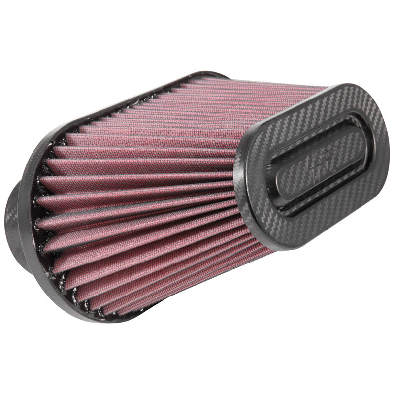 K&N Universal Air Filter - Carbon Fiber Top and Base - 2x flange 76mm, 254mm x 130mm base, 162mm x 80mm top, 140mm height  (RP-6101)