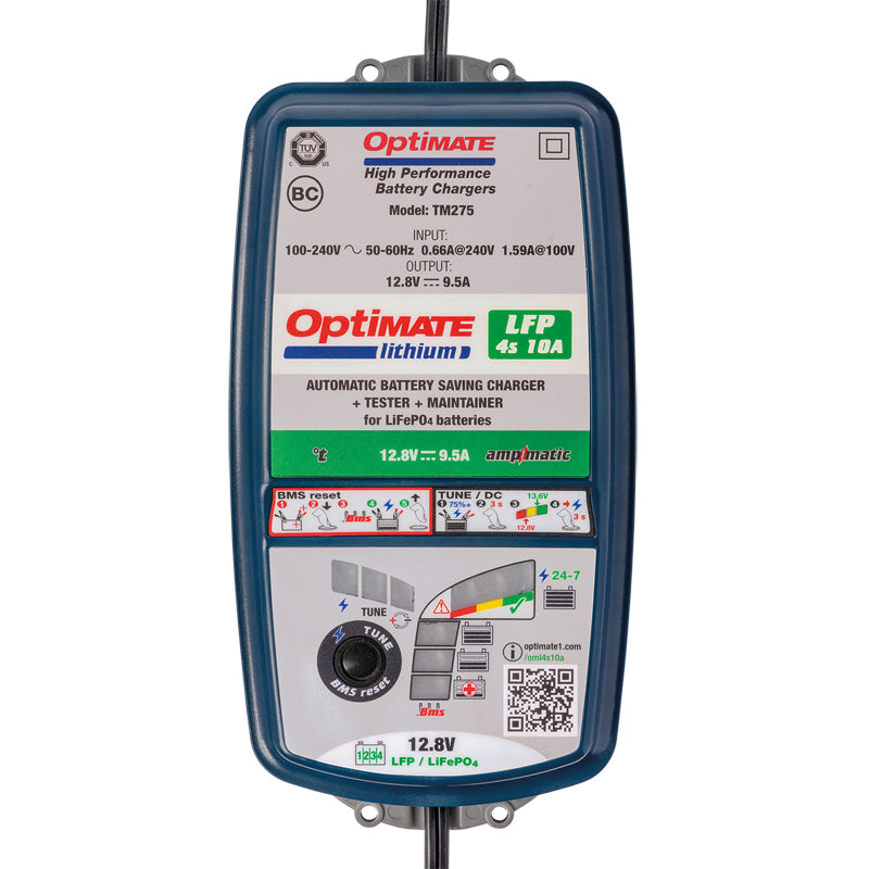 OptiMate, Batterioplader, Lithium 4s 10-Amp, passer til 12.8V/13.2V LiFePO4/LFP batterier