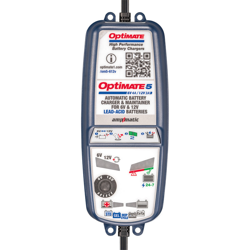 OptiMate, Batterioplader, 6V 4A / 12V 3A Battery Saving charger-tester-maintainer