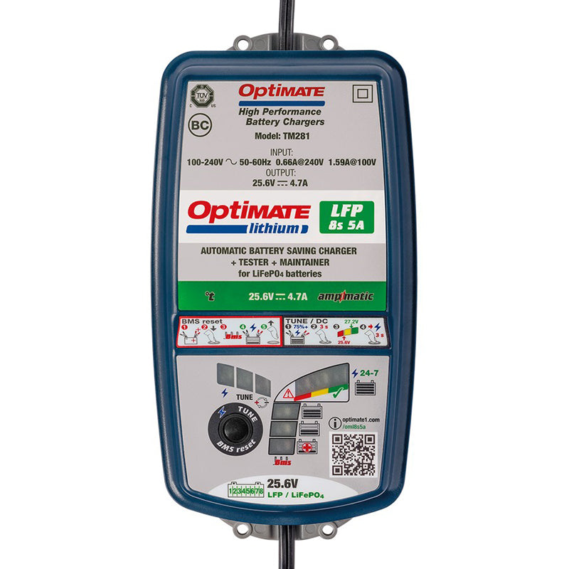 OptiMate, Batterioplader, Lithium 8s 5-Amp, passer til LiFePO4/LFP batterier 25.6V/26.4V