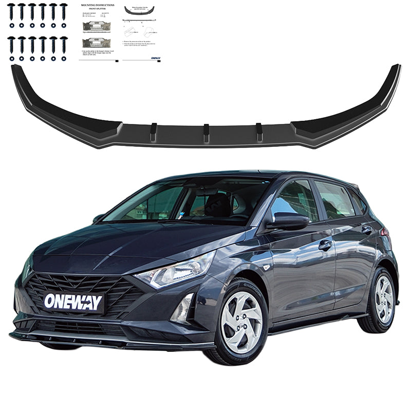 OneWay, Frontspoiler, Blank sort, passer til Hyundai i20 III (BC3) Facelift (2023-)