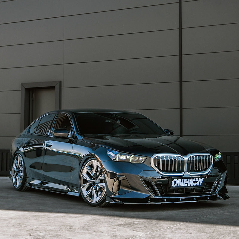OneWay, Frontspoiler, Blank sort, passer til BMW 5-Series G60/G61 Sedan/Touring M-Pack (2023-) inkl. i5
