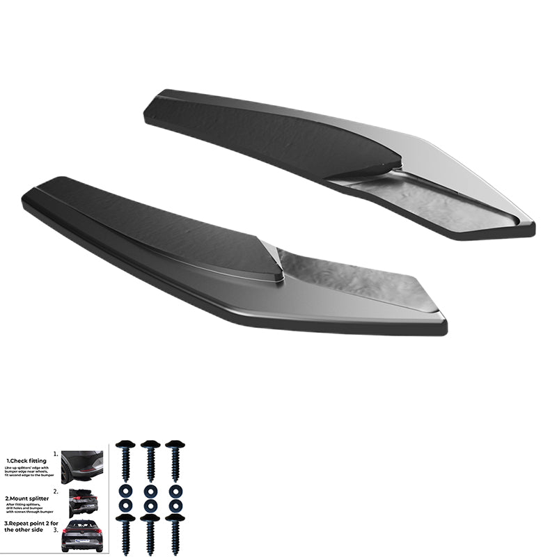 OneWay, Underlæbe, Blank sort, passer til Audi A3 (8Y) Sedan S-Line/S3 Facelift (2025-)