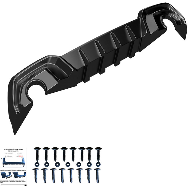 Oneway Rear Diffuser suitable for BMW 3-Series G20/G21 M-Pack 2018-2022 (with round exhaust trims) - Gloss black