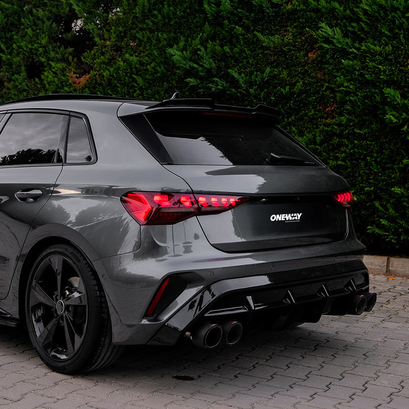 Oneway Rear Diffuser suitable for Audi A3 (8Y) Sportback S-Line/S3 Facelift 2025- - Gloss black