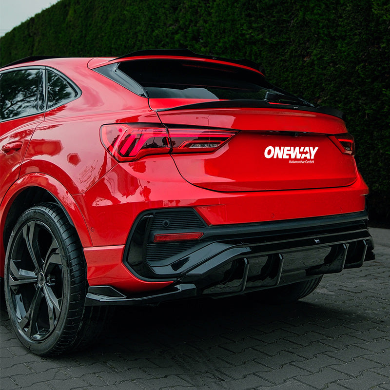 OneWay, Underlæbe, blank sort, passer til Audi Q3 (F3N) Sportback S-Line (2019-2025) excl. RSQ3