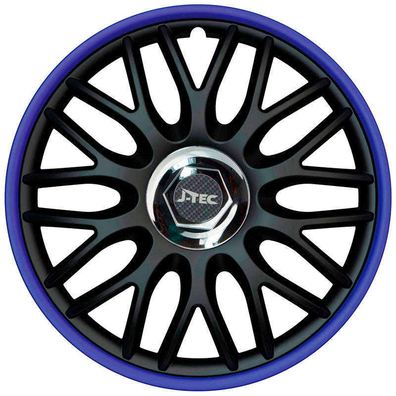 J-Tec, Hjulkapsler, 4stk, Orden R 16-tommer black/blue + chrome ring