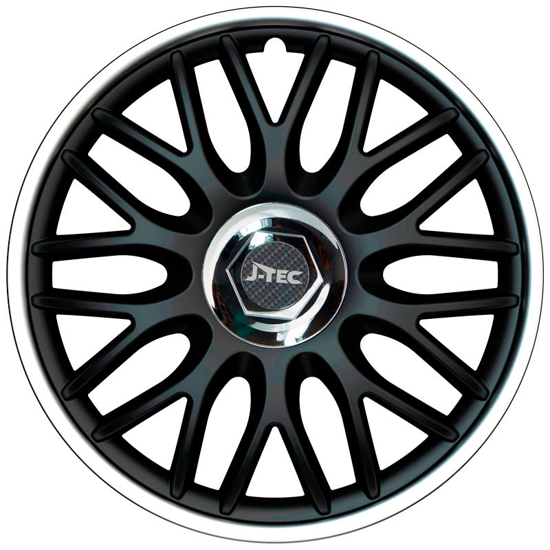 J-Tec, Hjulkapsler, 4stk, Orden R 16-tommer black/silver + chrome ring