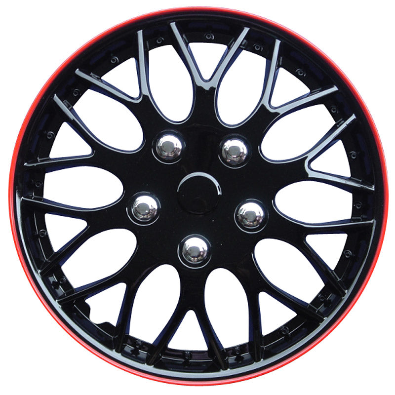 AutoStyle, Hjulkapsler, 4stk, Missouri 14-tommer black/red rim