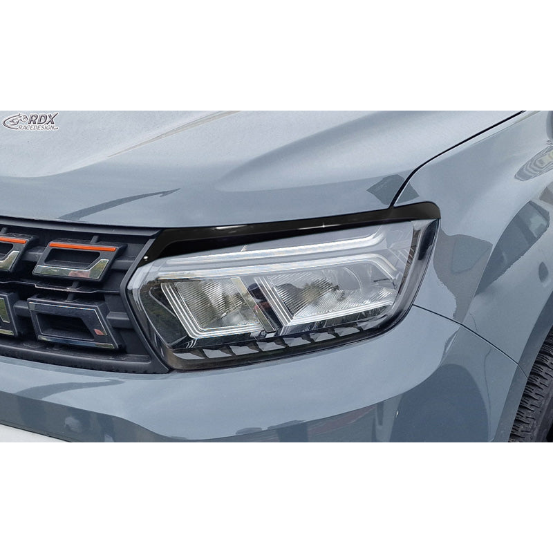 RDX Head light spoilers suitable for Dacia Duster II 2018-2024 (ABS Gloss Black)
