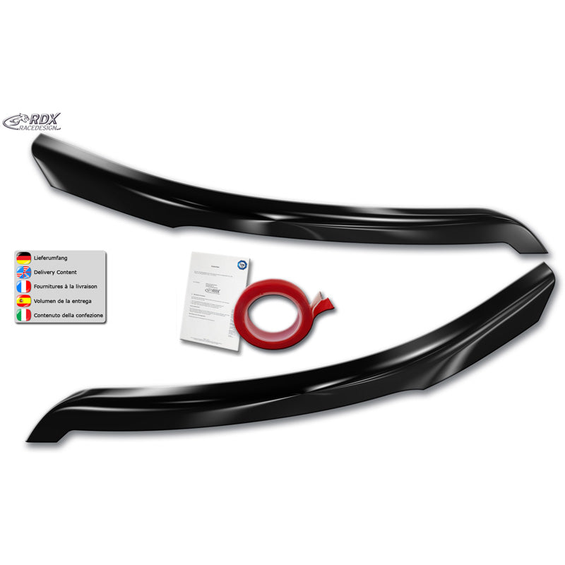 RDX Racedesign Head light spoilers suitable for Ford Transit (Xenon and black Halogen headlights) 2014- (ABS Gloss Black)