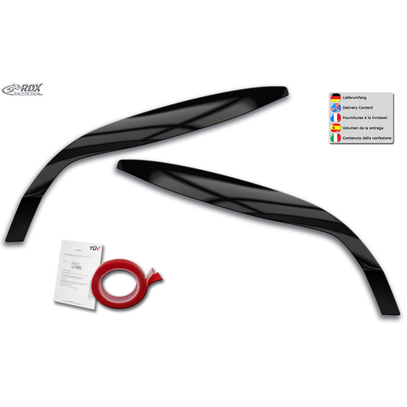 RDX Racedesign, Vindafvisere i ABS Gloss Black - Passer til Renault Megane III 2008-2015