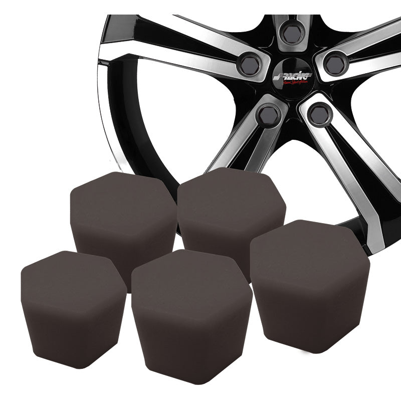 Simoni Racing, Universelle Hjulmøtrik Dæksler i Blød Silikone - 19mm - Sort - Sæt af 20 stk.