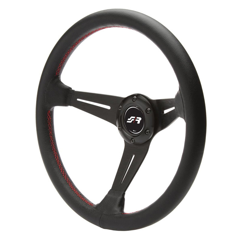 Simoni Racing, Sportsrat, Class - Black Leather + Red Stitching - Diameter 350mm