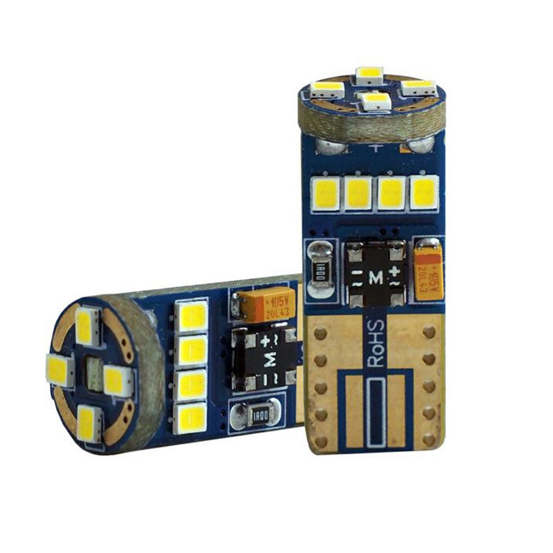 Simoni Racing, T10 12-LED Pærer - Canbus No-Polarity - Høj Lysstyrke Superhvid - Set med 2 stk.