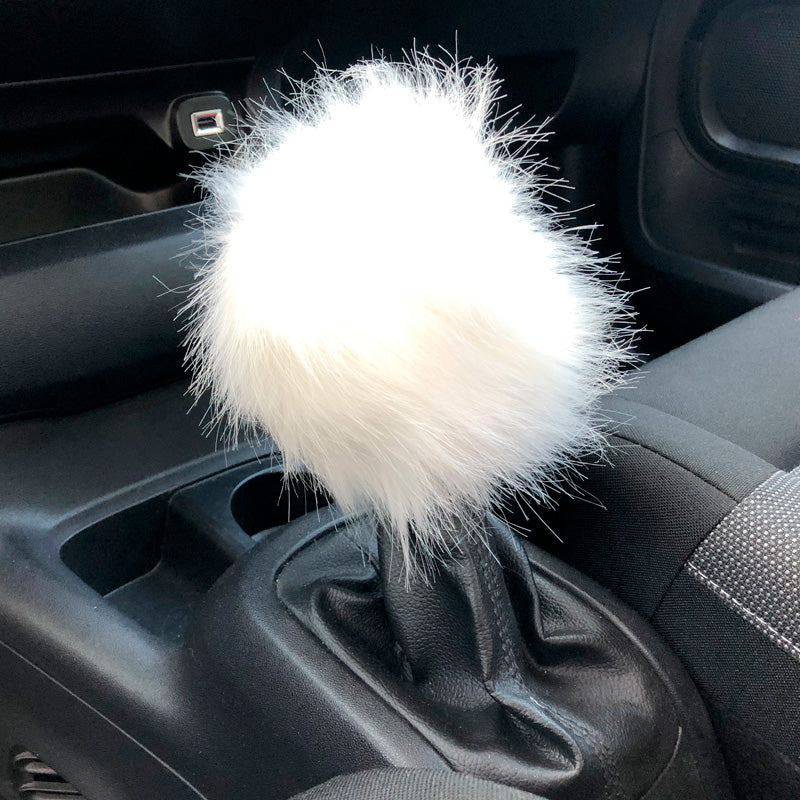 Simoni Racing, Gearknop Cover med Fluffy Fur - Hvid