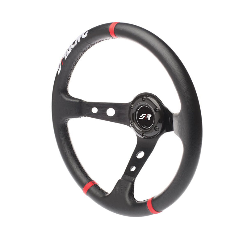 Simoni Racing, Sportsrat, Gravel - Black Ecoleather/Red - Diameter 350mm