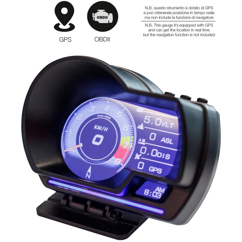 Simoni Racing Digital Instrument Cluster - Head-up Display - OBDII + GPS