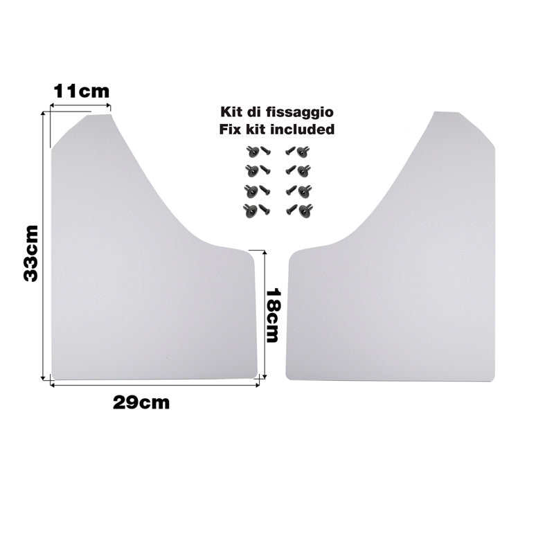 Simoni Racing Universal mud flaps set - Black - incl. mounting screws - White ABS